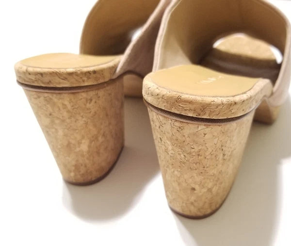 NIB Vince Wyatt Cork Block Heel Platform Slides Sandal in Oatmeal Size 9.5 $325