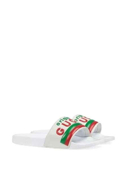 Gucci White Leather Original Slides Women's Size 36, 40 US Size 6, 10 Authentic