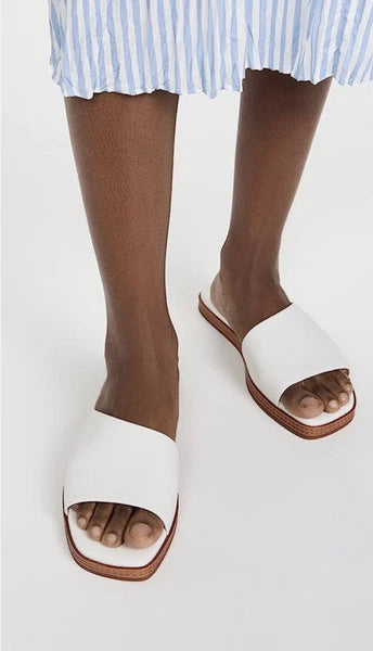 VINCE Canella leather asymmetrical stripe slides Sz 11 $ 250