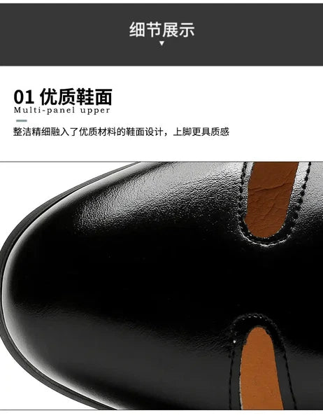 Roman Style Mens Closed Toe Sandals Hollow Out Buckle Flat Business Formal Dress