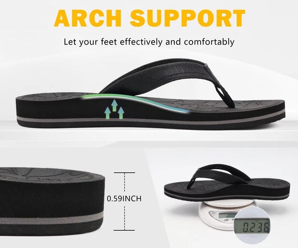 Women's Comfortable Thong Sandals with Arch Support - Size 8.5 Black