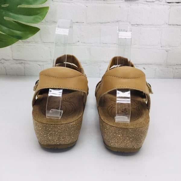 Taos Wedge Sandals Women's 9/40 Tan Leathe Gladiator Strappy Comfort Casual