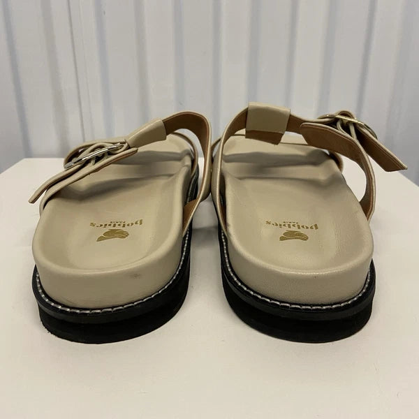 $250 Bobbies Paris Fajar Beige Leather Flat Sandals Slides Women’s US 10.5/FR 41