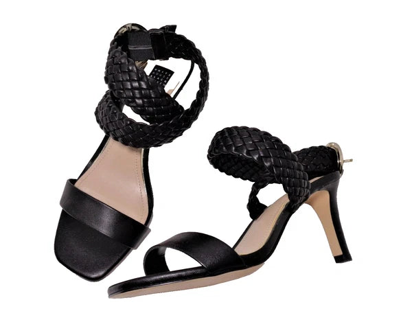 White House Black Market High Heel Braid Wrap Criss Cross Sandals Womens US 8M