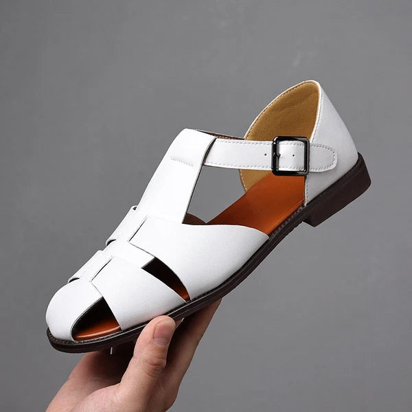 Roman Style Mens Closed Toe Sandals Buckle Flats Casual Business Shoes Summer sz