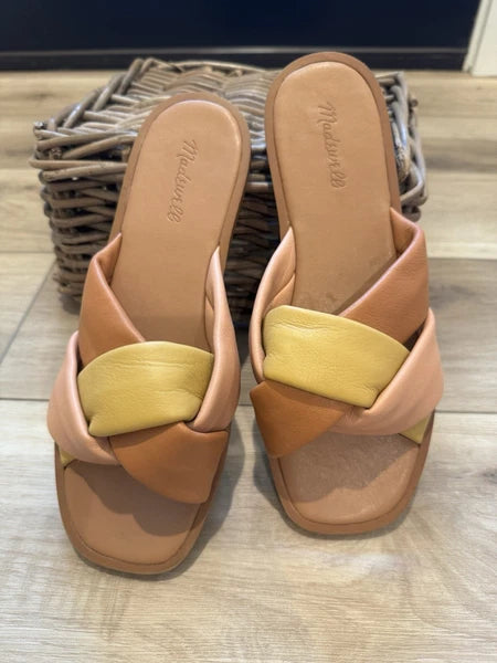 Madewell Women’s Size 9.5 Padded Braided Leather Slide Sandals Brunch Beach