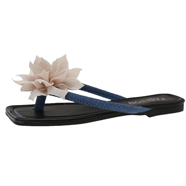 Women's Fashion Flip Flop Flat Sandals Floral Decor Summer Lightweight Slide