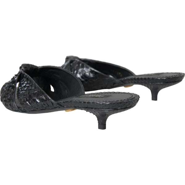 DOLCE & GABBANA Shoes Black Python Leather Heels Slides EU40 / US9.5 RRP 960usd