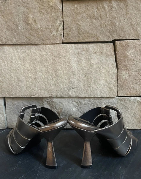 $495 Mercedes Castillo Womens Aria High-Heel Slide Sandal Shoes EU 37/US 7