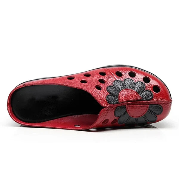Ethnic Style Leather Women Shoes Sandals Platform wedges Slides Summer Slipper
