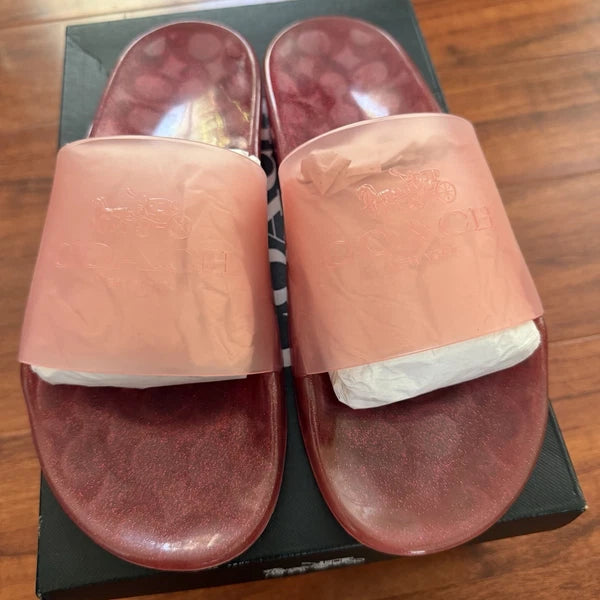 Coach Ulyssa Women's Slide Sandals Candy Apple/Candy Pink Size 10 B New In Box