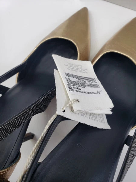 NEW Women's Brunello Cucinelli Embellished leather pumps monilli TRIM SZ EU 39.5