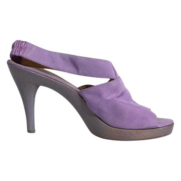 DOLCE & GABBANA Shoes Purple Platform Slingback Heels Sandals EU38/US7.5 1120usd