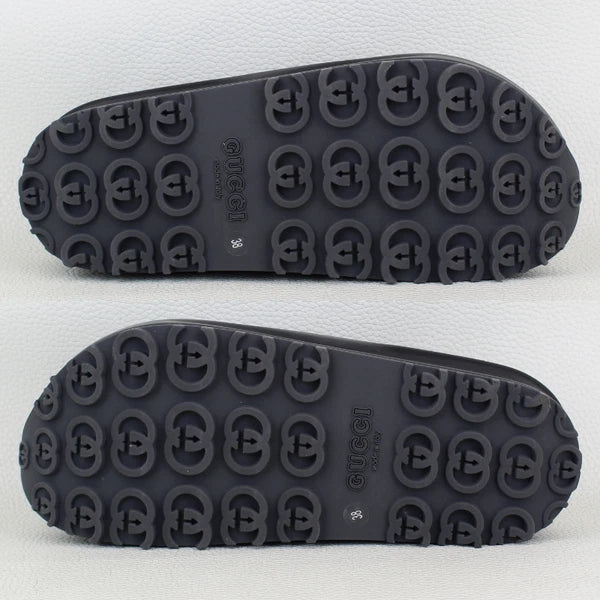 Gucci Interlocking G Women's Slide in Black Rubber Platform Sandals - Size 38/8W