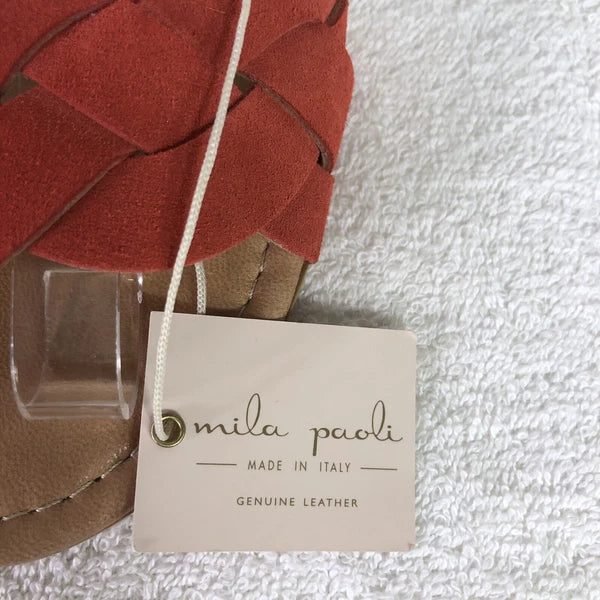 Mila Paoli women’s braided style slide sandals leather upper #12562 Sz 7.5 m