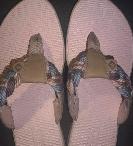 Sperry® Parrotfish Braided Thong🩴Sandals (Flip-Flops) Linen Sz 6.5M MSRP$60.00