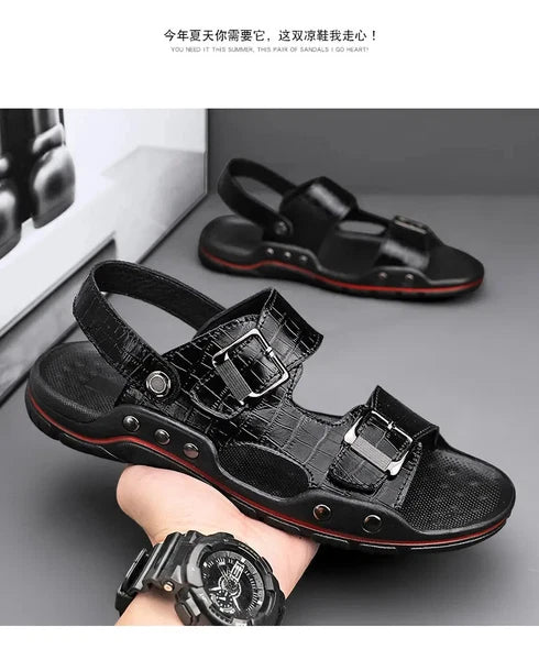 38-48 Plus Size Mens Open Toe Hollow Out Slipper Sandals Flats Summer Beach Size