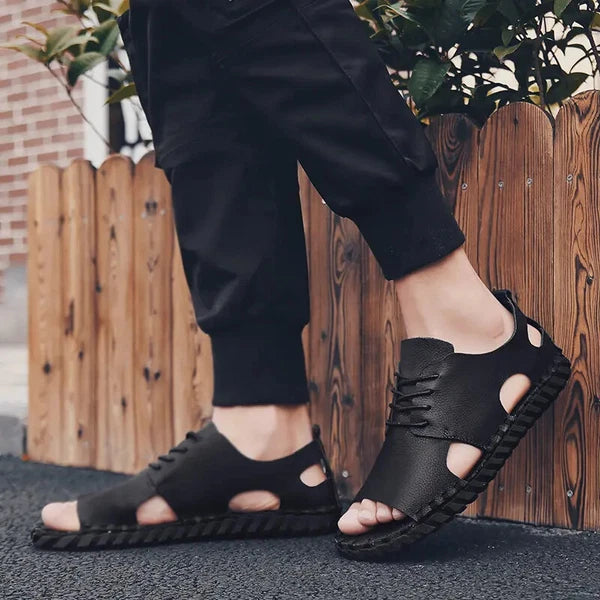 Summer Open Toe Sandals Lace Up Men's Flats Beach Holiday Fashion Shoes 38-44 sz