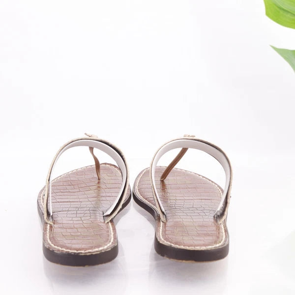 Sam Edelman Women's Gus Sandal Size 9 Thong Slide Gray Black Snakeskin Leather