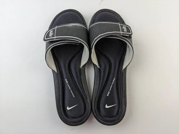 Nike Women Comfort Footbed US 10 Black Sandal Slide Slip On Hook Loop Shoe