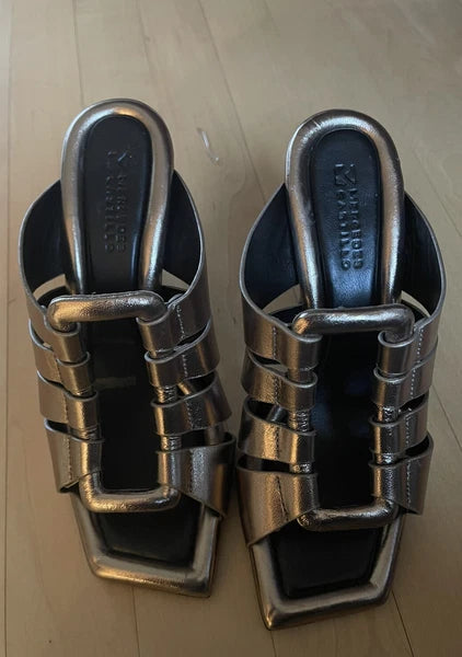 $495 Mercedes Castillo Womens Aria High-Heel Slide Sandal Shoes EU 37/US 7