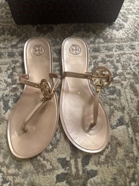 Tory Burch Mini Miller Jelly Thong Sandals Slides Brown Sz 8 M