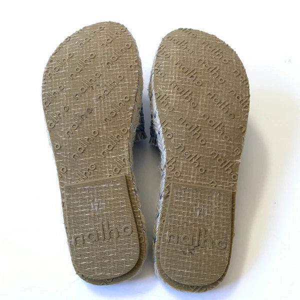 NEW Nalho Meeka Sandals Slides Womens 6 Navy Blue Yoga Mat Espadrilles Raffia