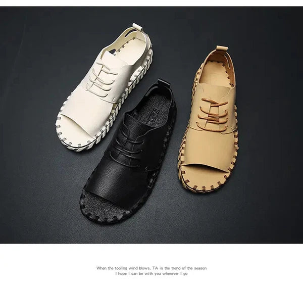 Summer Open Toe Sandals Lace Up Men's Flats Beach Holiday Fashion Shoes 38-44 sz