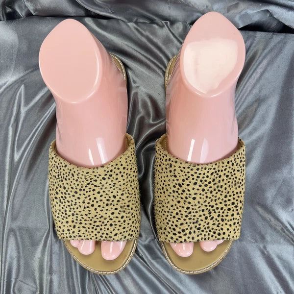 Hush Puppies Lexi Slide Women’s 8 Cheetah Print Calf Hair Sandals Summer Shoes