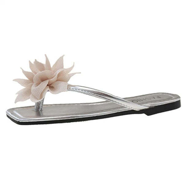 Women's Fashion Flip Flop Flat Sandals Floral Decor Summer Lightweight Slide