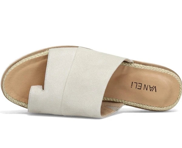 New Vaneli Cleve Suede & Leather Espadrilles Trimmed Slide Sandal Womens Size 10