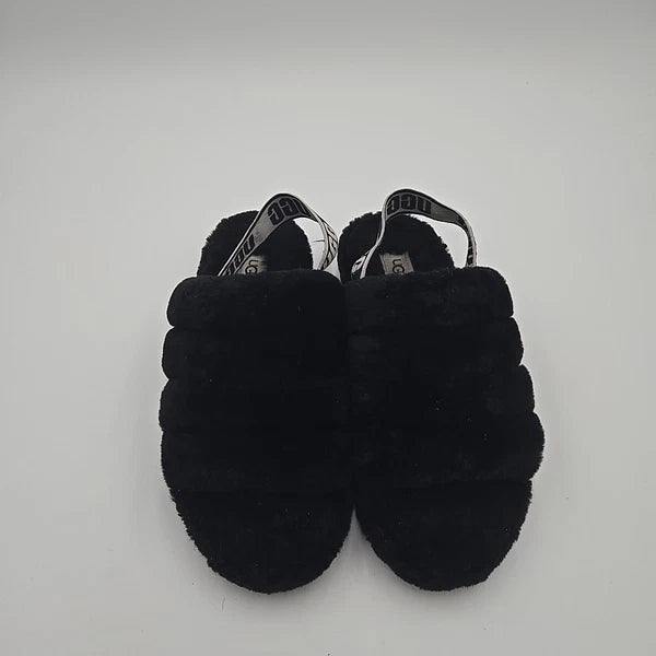 UGG Fluff Yeah Slides Size 8 Black Sandal Slipper Cozy Casual Everyday Fluffy