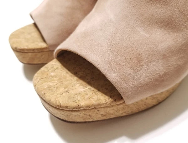 NIB Vince Wyatt Cork Block Heel Platform Slides Sandal in Oatmeal Size 9.5 $325