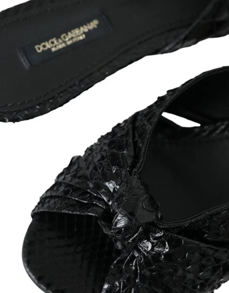 DOLCE & GABBANA Shoes Black Python Leather Heels Slides EU40 / US9.5 RRP 960usd