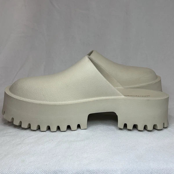 JEFFREY CAMPBELL Bae Platform Mules Beige Slide Y2K Chunky Clogs Women’s Size 10