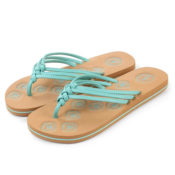 Aerusi Women's Flip Flops Summer Floral Beach Casual Sandals Comfort Flat Shoes