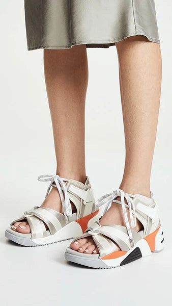 Marc Jacobs Sandals Sport Style Wedge Lace Up Flat Shoes Slides Sz  37