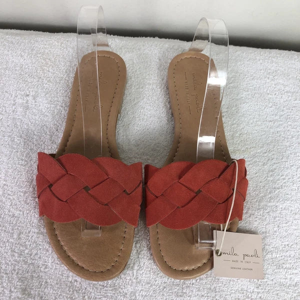 Mila Paoli women’s braided style slide sandals leather upper #12562 Sz 7.5 m