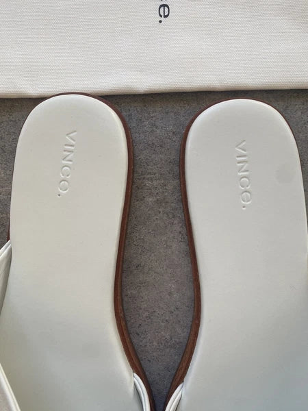 VINCE Canella leather asymmetrical stripe slides Sz 11 $ 250