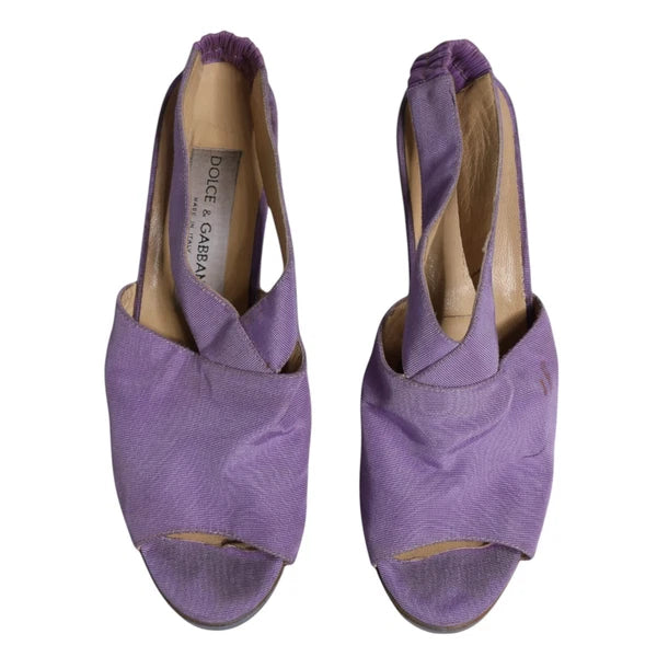 DOLCE & GABBANA Shoes Purple Platform Slingback Heels Sandals EU38/US7.5 1120usd