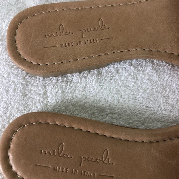 Mila Paoli women’s braided style slide sandals leather upper #12562 Sz 7.5 m
