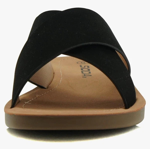 Black Slide Sandals Sz 7.5 Spring summer boho folk indie quiet luxury Classi NWT