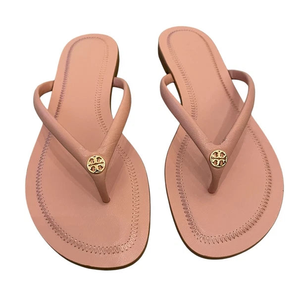 TORY BURCH Chelsea Leather Flip Flop Thong Sandals Rose Sachet Pink Size 7.5 NEW