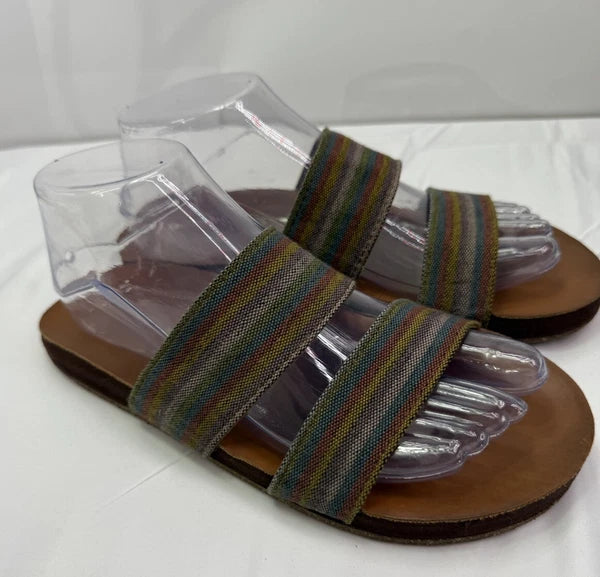 RON JON Feelgoodz Strappy Woven Rainbow Sandals Slides Women’s 7