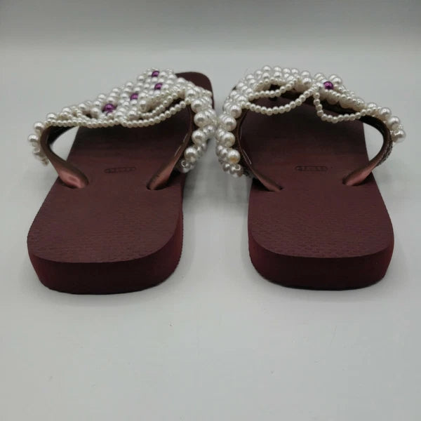 Original HAVAIANAS Flip Flops Women with Pearl/Beads Fashion Finished 37-38 NEW