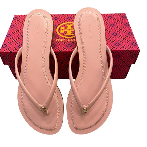 TORY BURCH Chelsea Leather Flip Flop Thong Sandals Rose Sachet Pink Size 7.5 NEW