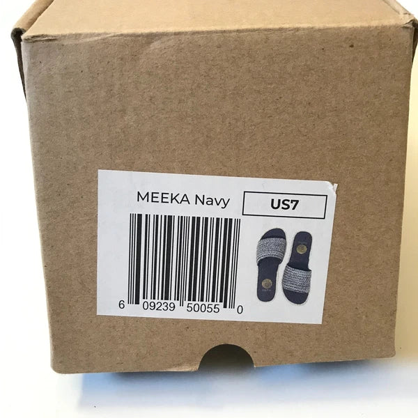 NEW Nalho Meeka Sandals Slides Womens 6 Navy Blue Yoga Mat Espadrilles Raffia