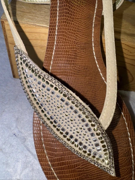 CARLOS SANTANA Laverne Sequin Bling Embellished Sandals Size, Pewter, 8.5M