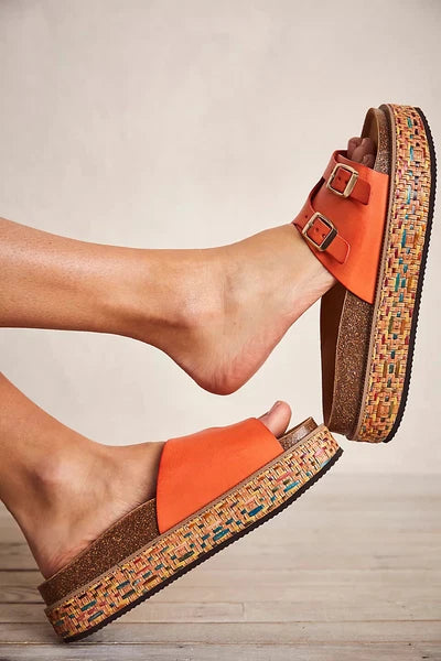 FREE PEOPLE Caravelle Cork Footbed Platform Boho Tiger Lily Sandal *7/37 Spain