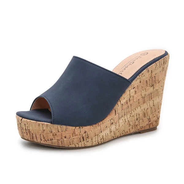 Women's High Wedge Heel Platform Mules Open Toe Sandals Summer Slippers Slide Sz